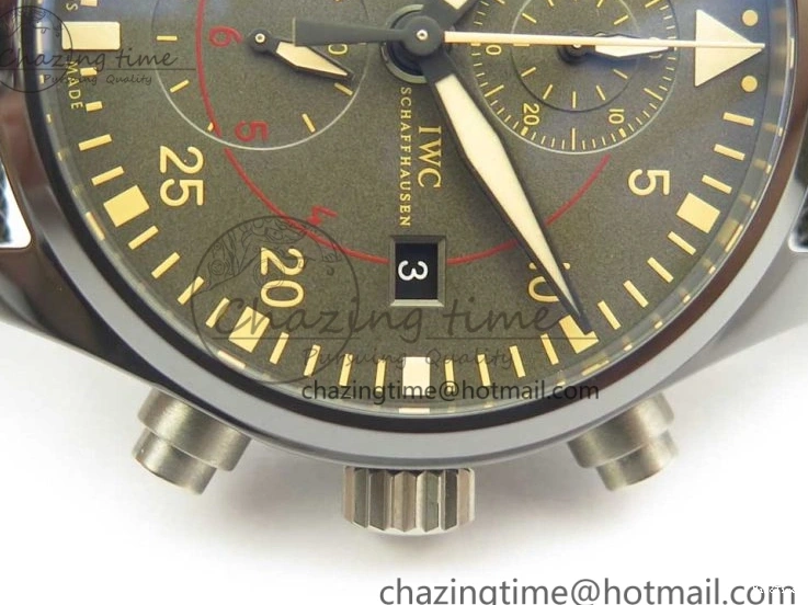 MIROTIME 0821 Classic PILOT IW389001 ZF 1:1 Best Edition Ceramic Case Green Dial on Green Nylon Strap A7750 (Function Same As Genuine) 7160